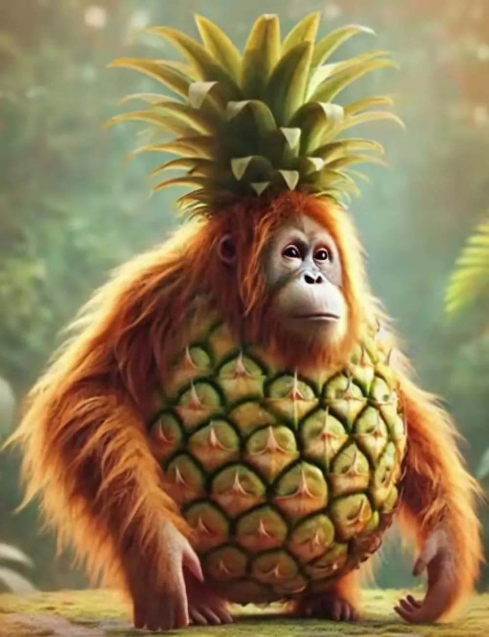 Orangutini Ananasini in a unique brainrot art style - From the AI Brainrot Character Creator.